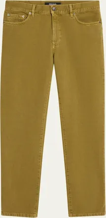 Ermenegildo Zegna Mens Roccia Pure Cotton Slim-Fit Pants