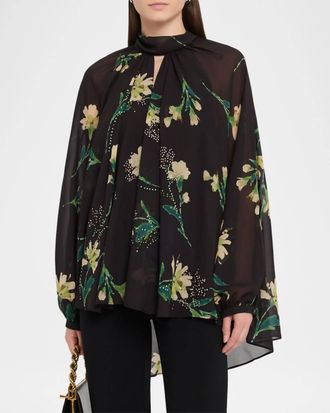 Emanuel Ungaro Alani Floral-Print Blouse In Black Multi