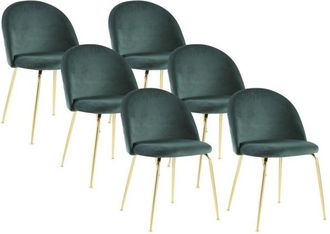 Vente-Unique Vente-unique - Lotto di 6 sedie Velluto e Metallo Dorato Verde - melbourne