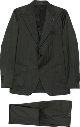 Tagliatore Herringbone Single-Breasted Suit - Heren - Business pakken - Groen - M - Kostuums