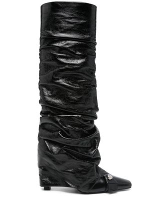 The Attico 95mm leather boots - women - Calf Leather/Calf Leather/Calf Leather - 39 - Black