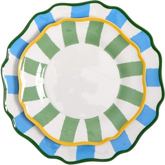 Two's Company Set Of 4 Striped Dinner Plates