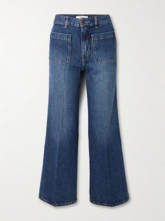 Chloé Jeans Cropped Bootcut A Vita Alta - Blu