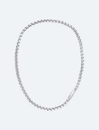 Calvin Klein Mens Beveled ID Stainless Steel Chain Necklace - Metallic - OS