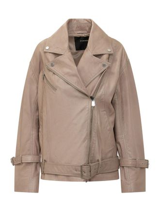 Pinko Beige Solid Notched Lapel Jacket