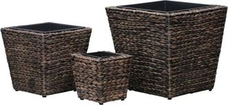 vidaXL Raised Beds 3 pcs Water Hyacinth Brown Vidaxl