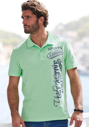 John Devin Poloshirt JOHN DEVIN, Herren, Gr. XL (56/58), gr&uuml;n (lime), Piqu&eacute;, Obermaterial: 100% Baumwolle, bedruckt, regular fit normal, Rundhals, Rippb&uuml;ndchen, 