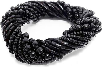 Bazar Bizar Servilletero de cuentas en negro 6x6x2 cm