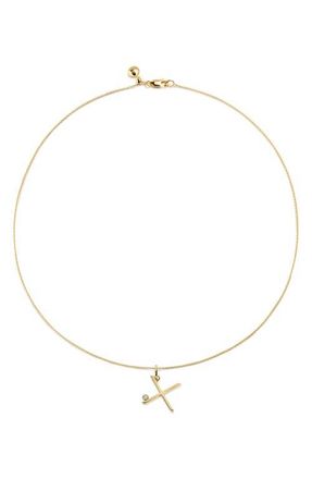 Monica Vinader Diamond Initial Pendant Necklace in 18K Gold Vermeil X at Nordstrom