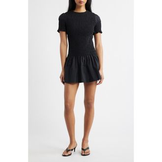 Princess Polly Laurita Smocked Minidress in Black at Nordstrom, Size 10