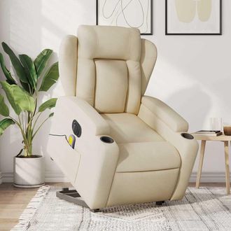 vidaXL Vidaxl - Sill&oacute;n De Masaje El&eacute;ctrico Reclinable Elevable Tela Crema