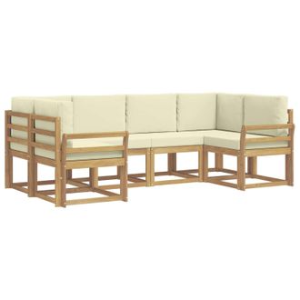 vidaXL Conjunto De Sof&aacute;s De Exterior Con Coj&iacute;n 6 Pcs Blanco Y Crema Vidaxl