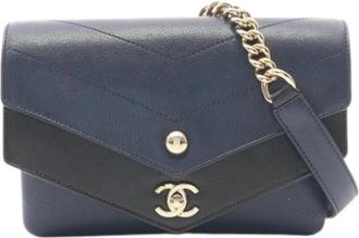 Chanel Pre-owned Vintage Cross Body Bag - Dames - Vintage Schoudertas - Blauw - ONE Size - Leer - Vintage