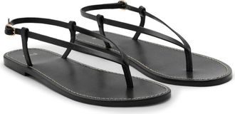 Mango Ankle Strap Thong Sandal in Black at Nordstrom, Size 42