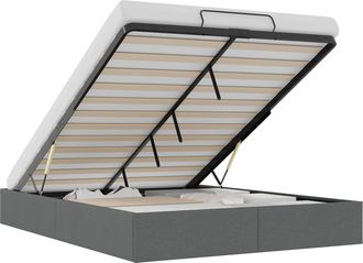vidaXL Estructura De Cama Ottoman Gris Oscuro 153 X 203 Cm Tela Vidaxl