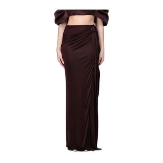 Elisabetta Franchi Falda Larga de Viscosa - Skirts - Mujer - Marr&oacute;n - XS