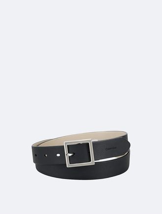Calvin Klein Womens Reversible Center Bar Buckle Belt - Black - XS