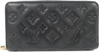 Louis Vuitton Black Leather Long Wallet (Bi-Fold) (Pre-Owned)