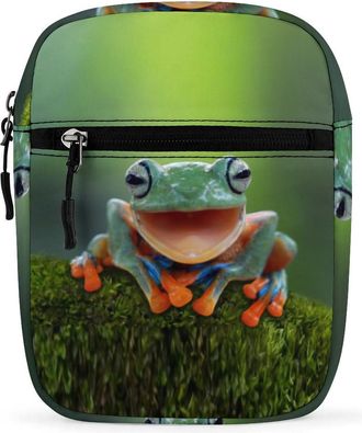 Generic Pylon Blue Laughing Tree Frog Crossbody Bag Adjustable Satchel Cute Shoulder Bag Lightweight Sling Bags