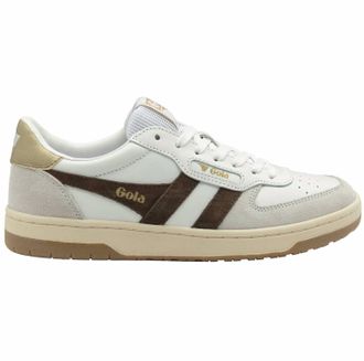Gola Womens Hawk Retro Sneakers In White/brown/gold
