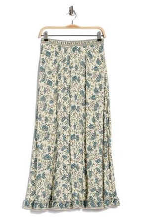 Max Studio Floral Pull-On Maxi Skirt in Cream/Teal/Sand at Nordstrom Rack, Size X-Small