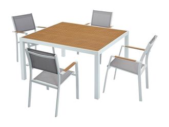 VENTE-UNIQUE.COM Conjunto de mesa y sillas para jard&iacute;n metal blanco