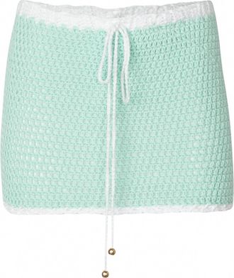 SOAH Womenskaia Crochet Mini Skirt In Pastel Green