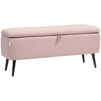 HOMCOM Banco de almacenaje 101x38.5x44.5 cm rosa