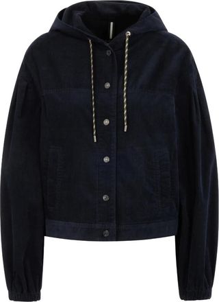 Marc Cain Corduroy Jas met Capuchon - Dames - Zomerjassen - Blauw - L - Katoen - Jassen