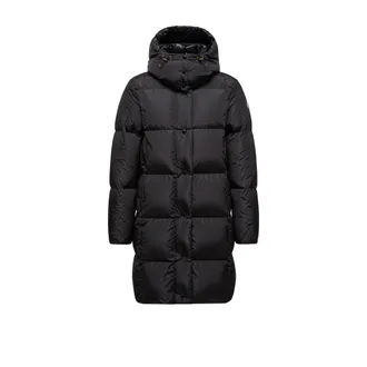 Moncler Moncler Litte Square-quilted Hooded Long Down Jacket, Women, Black, Size: 0