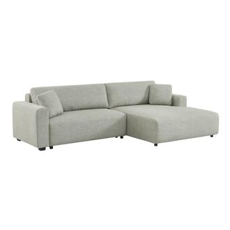 Sweeek Sof&aacute; cama esquinero derecho de tela con ba&uacute;l, 3 plazas, gris claro