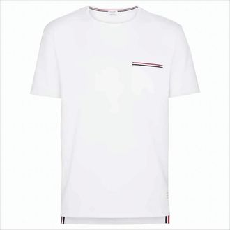 Thom Browne Short-Sleeved T-Shirt With Striped Pocket Detail