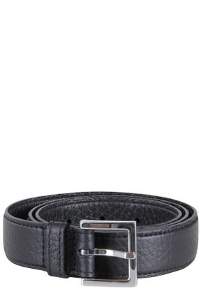 Orciani Black Hammered Leather Slim Belt