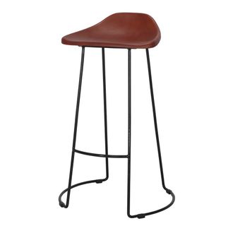 MisterWils Taburete Alto Metal Y Piel Sussex - Negro - 83x50x43