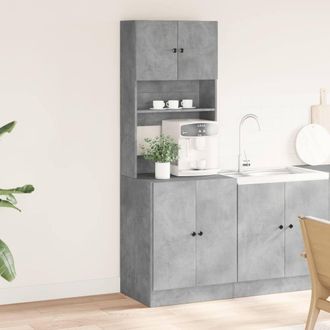 Berkfield Home Kitchen Cabinet Concrete Grey 60x50x180 cm Engineered Wood | Size: 60 x 50 x 180 cm