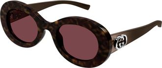 Gucci Sunglasses, female, Brown, Size: 51 MM Oval Frame Sunglasses
