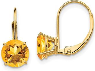 Diamond2Deal 14k Yellow Gold 7mm Citrine Drop Dangle Earrings