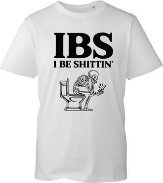 Generic IBS I Be Shittin T-Shirt - Funny Skeleton Toilet Humor Tee, Digestive Joke Shirt, Gag Gift for Men and Women (White, M)