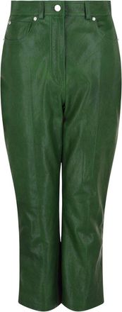 Ferragamo Cropped Leather Straight-Leg Pant