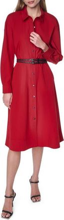 DKNY Long Sleeve Stretch Cotton Shirtdress in Rhythm Red at Nordstrom, Size X-Large
