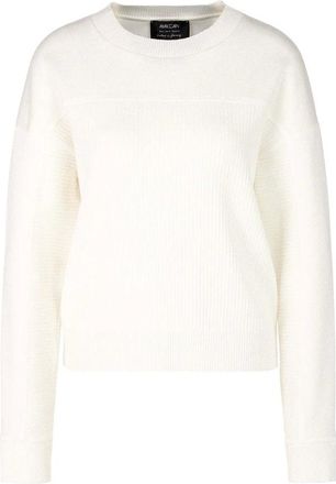 Marc Cain Truien & Vesten, Dames, Wit, S, Sportieve Ribtrui met Gestreept Detail