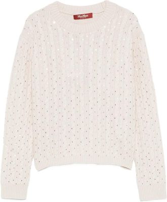 Max Mara Embellished Cable-knit Sweater