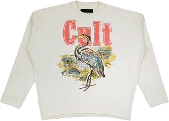 Cult of Individuality Cults Novelty Fleece Crew Sweatshirt in Winter White