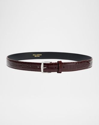 Nili Lotan Sloane Lizard-Embossed Leather Belt