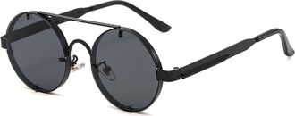 Generic Retro Round Frame Metal Punk Sunglasses, Outdoor Holiday Decorative Glasses for Men and For Women (