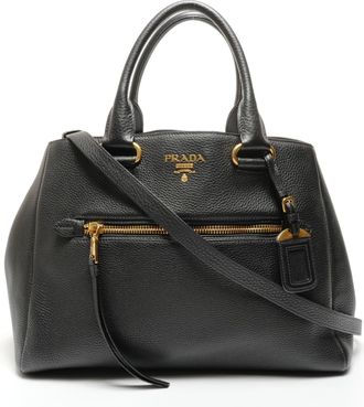 Prada Black Leather Handbag Tote Bag (Pre-Owned)