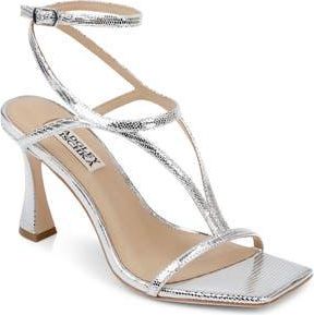 Badgley Mischka Gianni Ankle Strap Sandal in Silver Lizard at Nordstrom Rack, Size 7.5