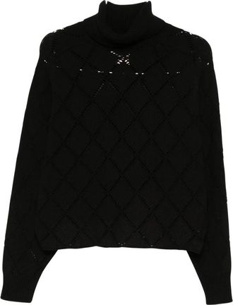 Semicouture Openwork Turtleneck Sweater - Dames - Coltruien - Zwart - M - Kasjmier - Truien & Vesten