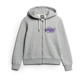 Superdry Neon Grafische Ziphood Katoen Grijs - Dames - Vesten met rits - Grijs - L - Katoen - Hoodies & sweatvesten