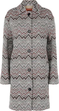 M Missoni Tweed Chevron-Pattern Coat